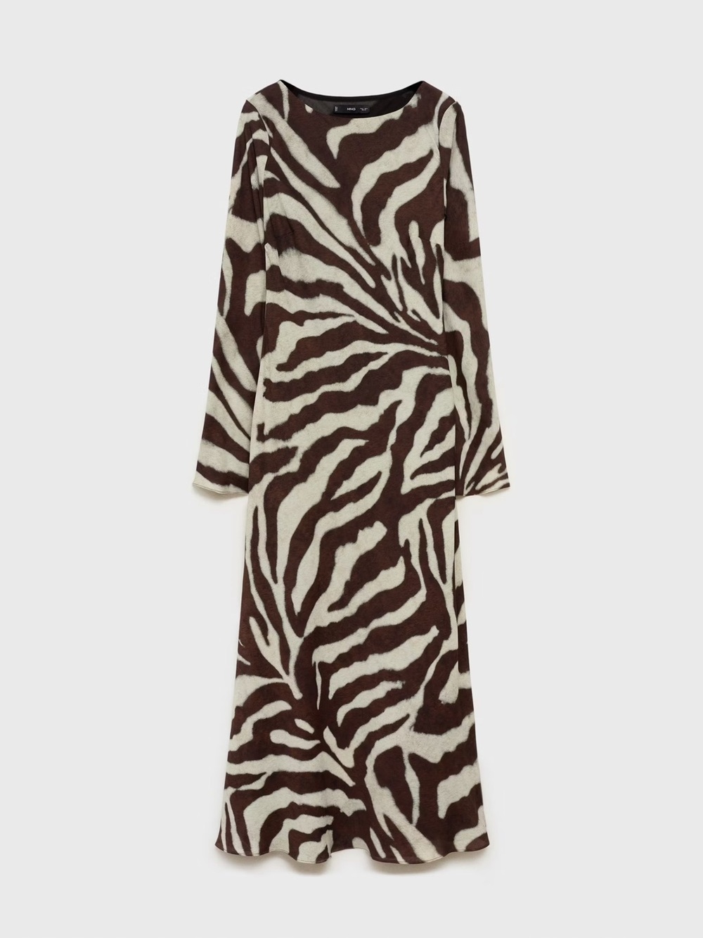 Mango Long Sleeve Zebra Print Midi Dress